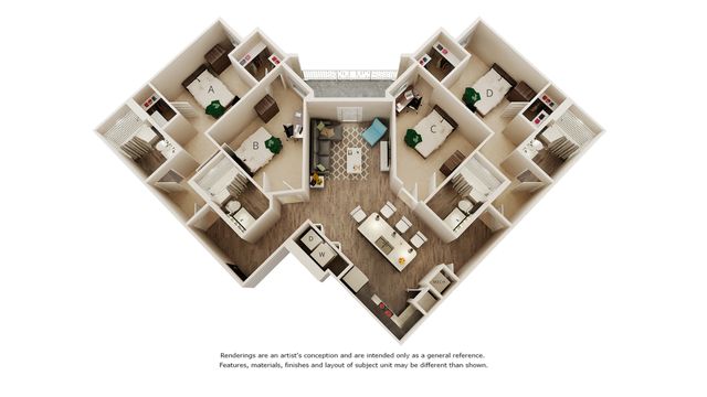 Edison  4 bedrooms 4 bathrooms floor plan