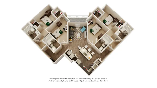 Edison 4 bedrooms 4 bathrooms floor plan