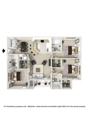 3 Bedroom 3 Bathroom Floor Plan Image of The Jewel
