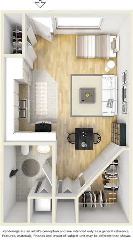 Bedford 1 bathroom studio floor plan