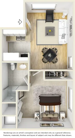 Mapleton 1 bedroom 1 bathroom floor plan