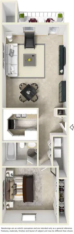 Chelsea 1 bedroom 1 bathroom floor plan