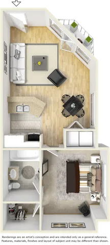 Brighton 1 bedroom 1 bathroom floor plan