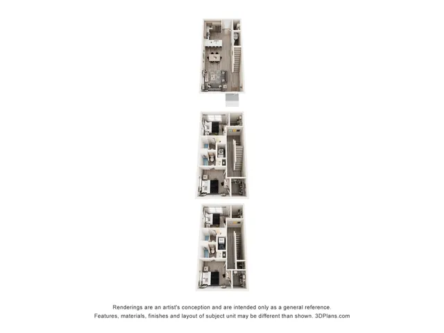 Contemporary multi-level floor plan showcasing a stylish open-concept living area, elegant kitchen, and multiple bedrooms.