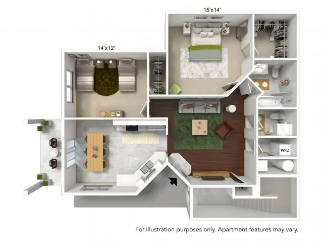 2 Bedroom Floor Plan | Luxury Apartments In Buffalo Ny | Autumn Creek Apartments