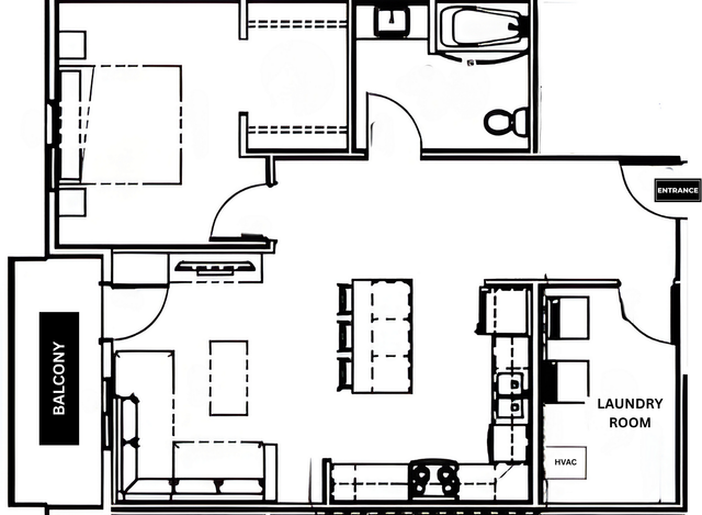 1B - 1 BED - 900SF