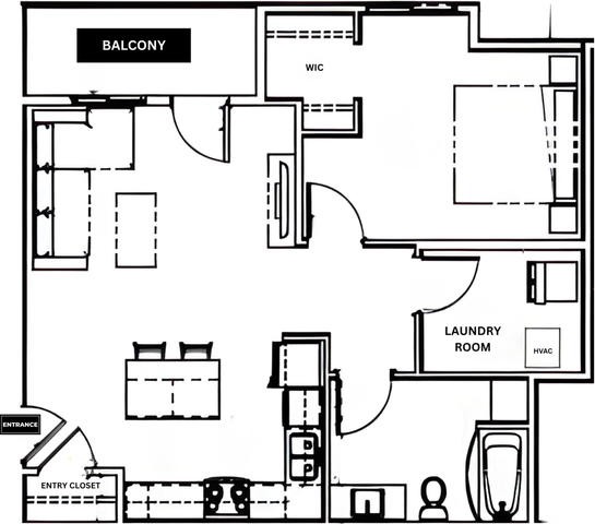 1C - 1 BED - 770SF