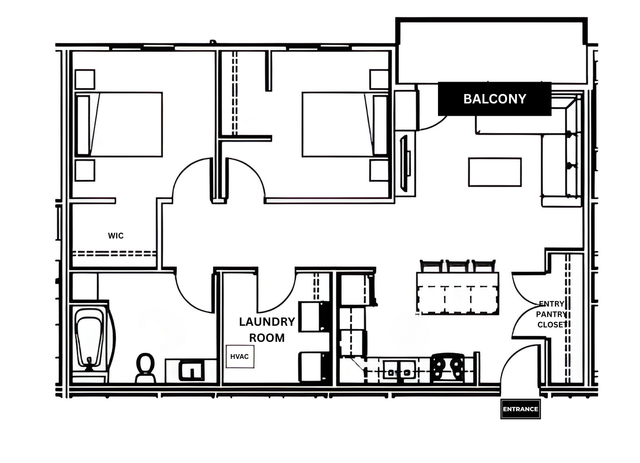 2B - 2 BED - 1025SF