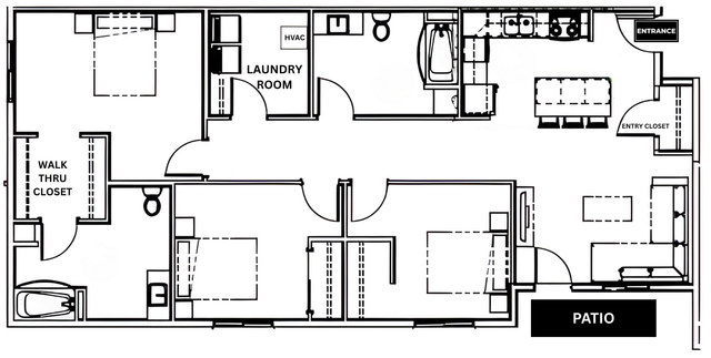 3C - 3BED2BATH - 1400SF