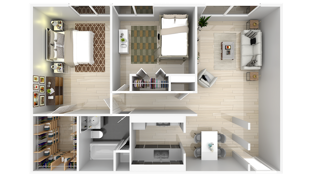 2 Bedroom x 1 Bathroom