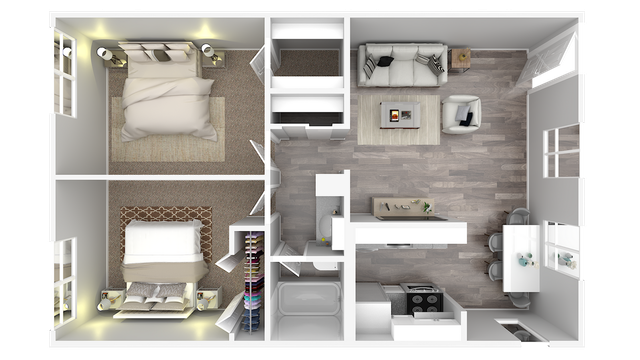 2 Bedroom x 1 Bathroom
