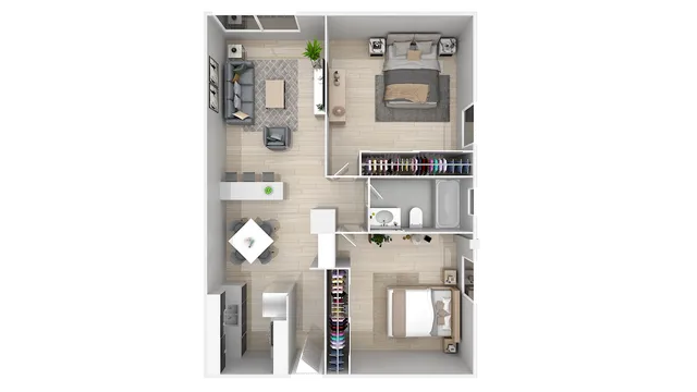 2 Bedroom x 1 Bathroom 860