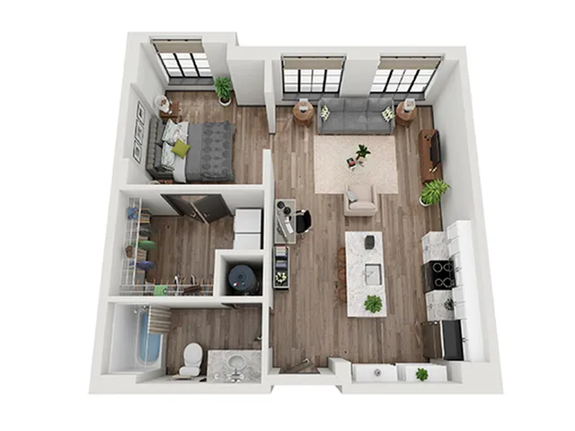 Open 1x1 A Floor Plan