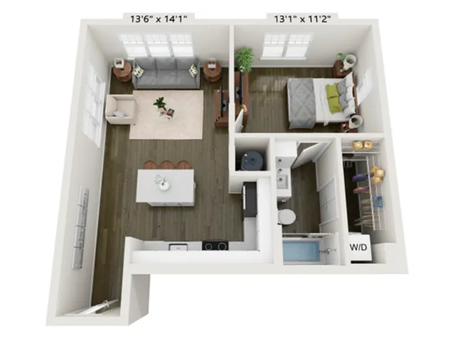 1x1 D | Floor Plan