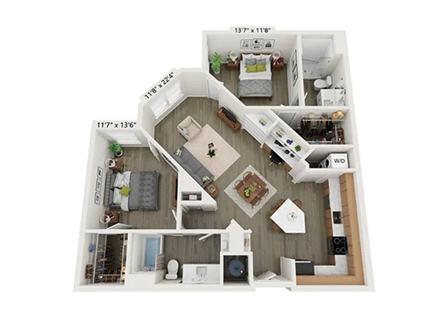 2x2 D | Floor Plan