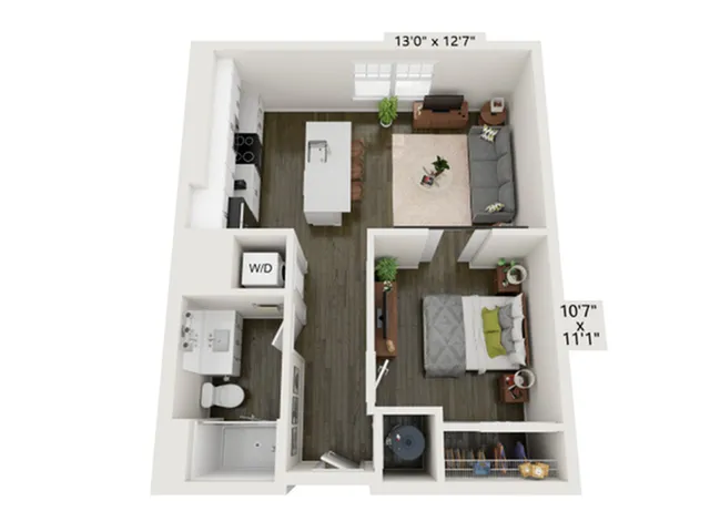 1x1 E | Floor Plan