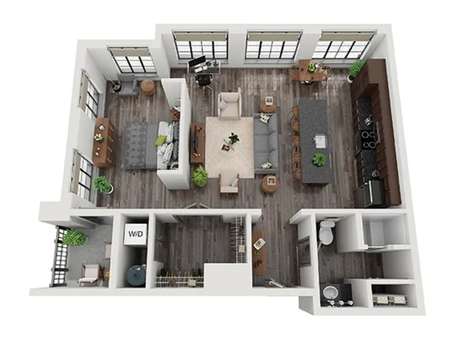 Open 1x1 E Floor Plan