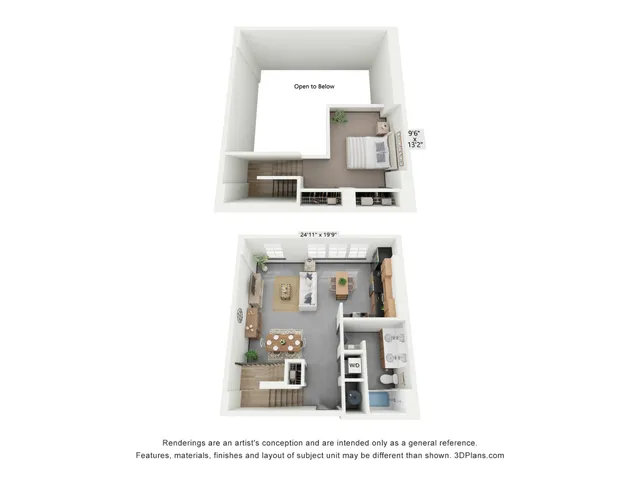1x1 TH B | Floor Plan