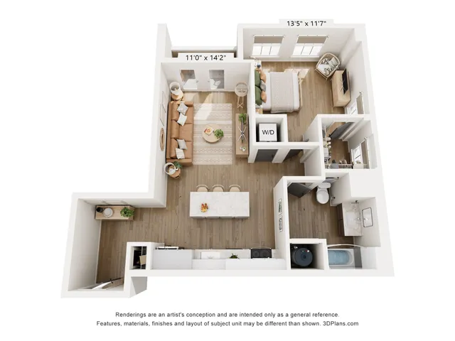 1BR Type J Floor Plan