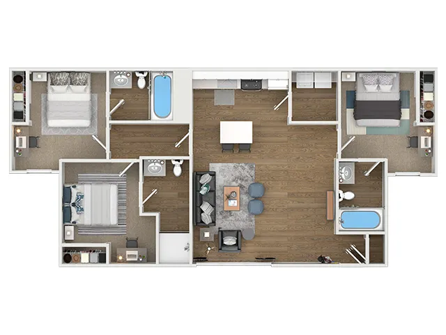 Meadow 3x3 - 3D Floor Plan