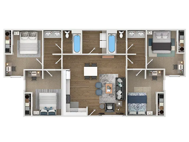 Maple 4x2 - 3D Floor Plan