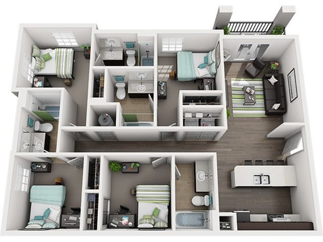 Monroe - 4x4 3D floor plan