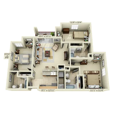 3 bed 3 bath