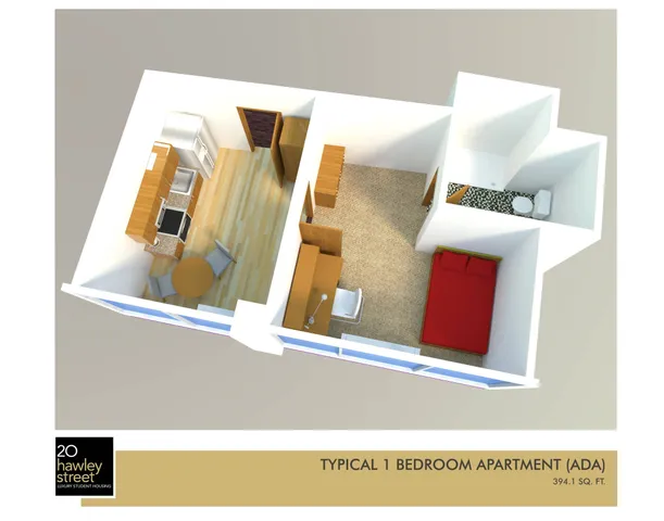 1 bedroom / 1 bathroom