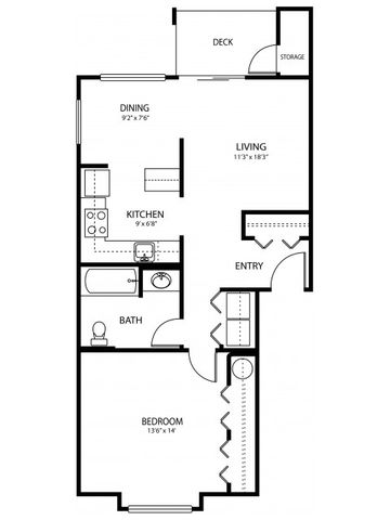 1 bedroom 1 bath 720 sqft