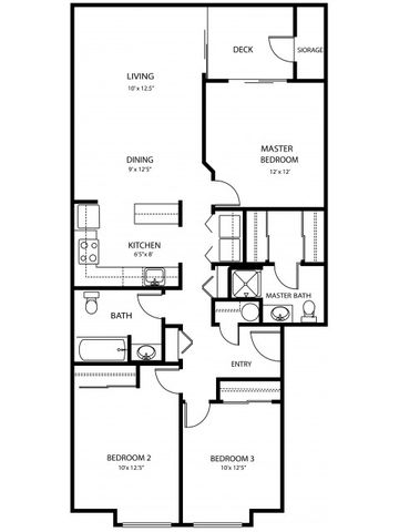 3 bedroom 2 bath, 1185 sq ft
