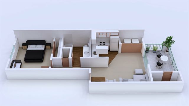 1x1 Jr 3D Floorplan