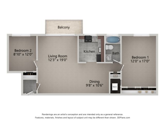 2 Bedroom Floorplan