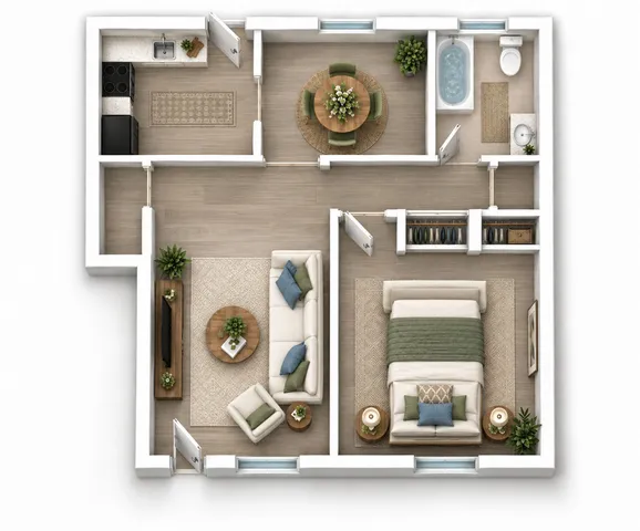 1 Bedroom Deluxe Floorplan