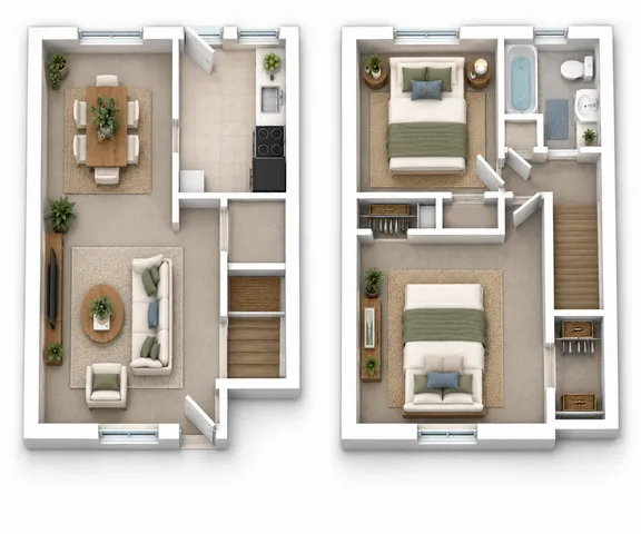 2 Bedroom Townhome Floorplan