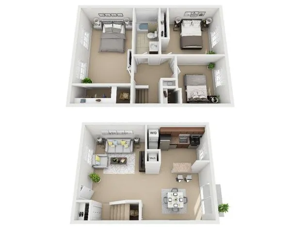 3 Bedroom Deluxe 1 Bath Townhome