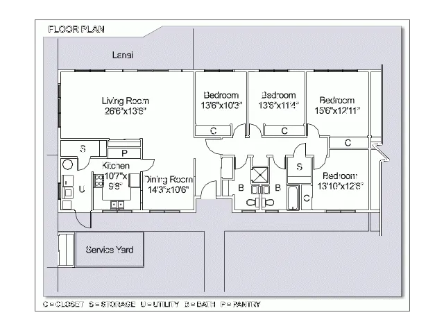 4-bedrrom single story renovated legacy home on Schofield, floor plan