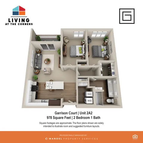 2BR/1BA
