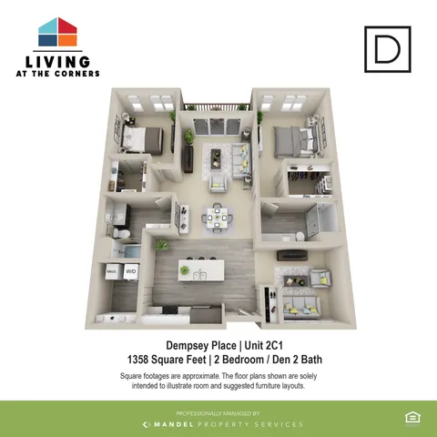 2BR +Den/ 2BA