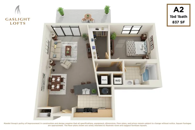 1 bedroom, 1 bath