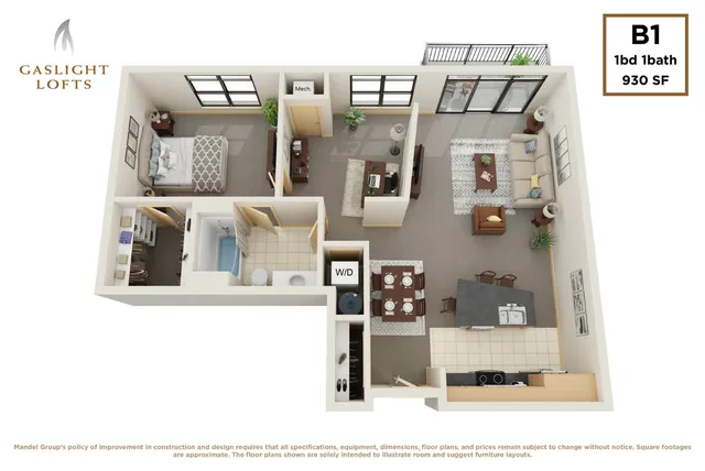 1 bedroom, 1 bath