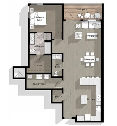 Elegance 1-bedroom floor plan