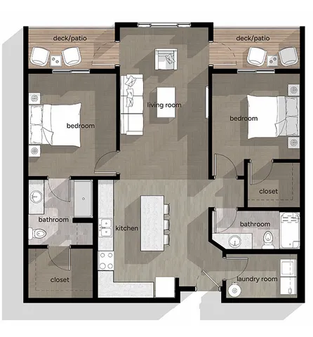 Cosmopolitan 2-bedroom floor plan