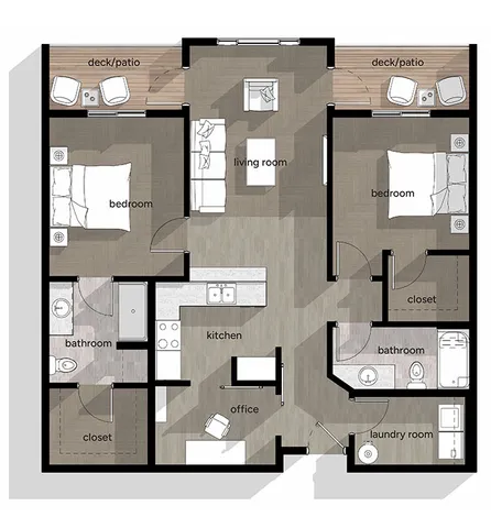 Harmonious 2-bedroom floor plan