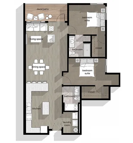 Moonlit 2-bedroom retail floor plan