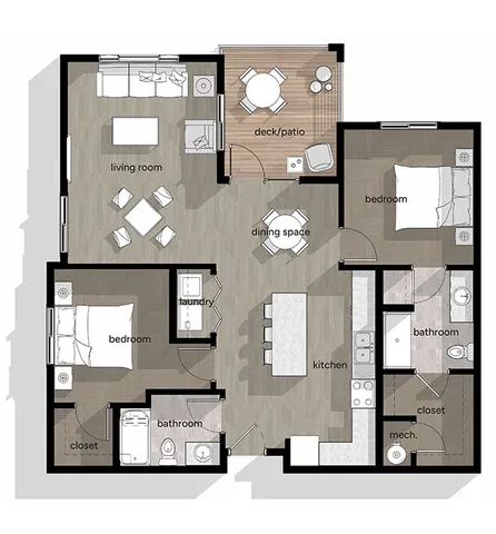 Vibrance 2-bedroom retail floor plan