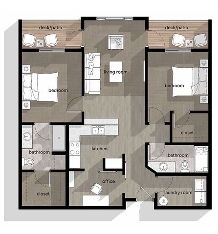 Harmonious 2-bedroom floor plan