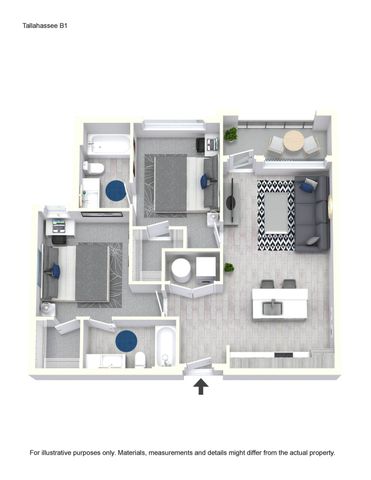 B1: 2 Beds / 2 Baths