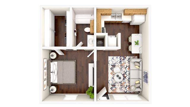 1Bed 3D Floor Plan