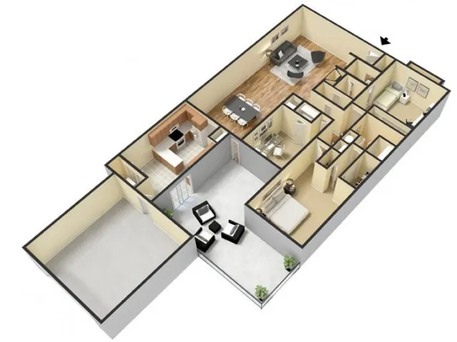 C6 type 3D furnished
