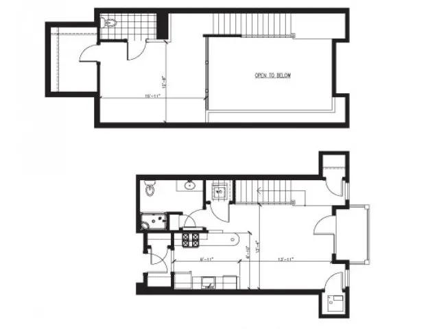 Lofted 1 Bed 2 Bath - H